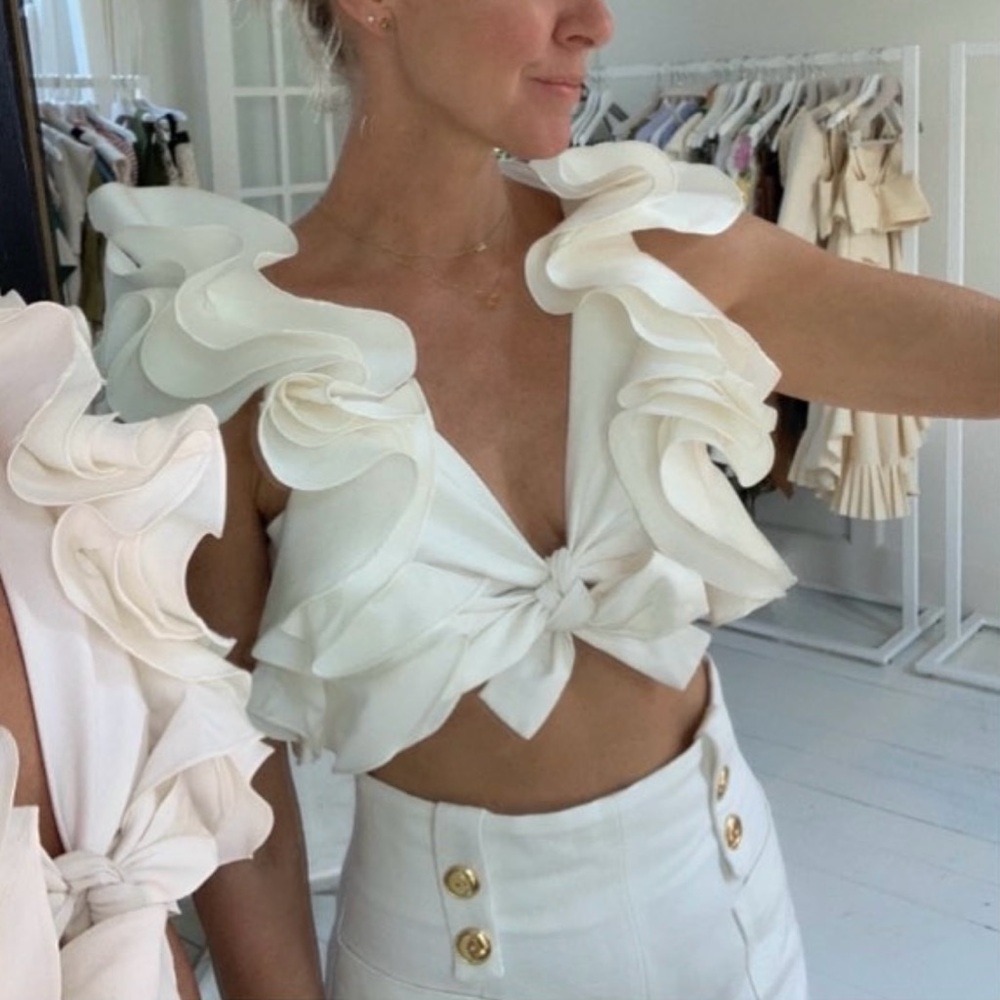 NWT ARTCLUB Le Cercle cropped ruffled top